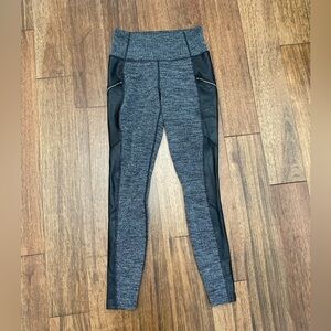 Athleta Girl • Moto Zippered Dark Gray & Black Herringbone Leggings • Size XS